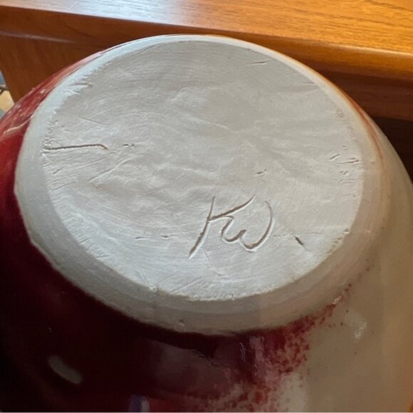 Vintage Studio Art Pottery Vase Signed 5” Redgrey Glossy Crackle Glaze MCM - Picture 3 of 12